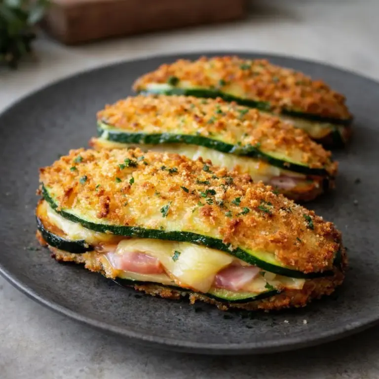 Cordon bleu di zucchine con prosciutto e formaggio gratinato al forno