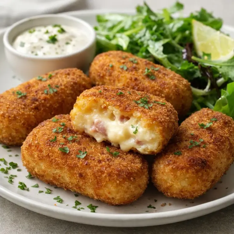 Crocchette di patate con prosciutto e formaggio filante: il trucco per un cuore morbido