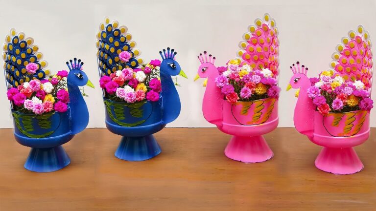 Crea 5 vasi di fiori a forma di cigno con bottiglie di plastica riciclate!