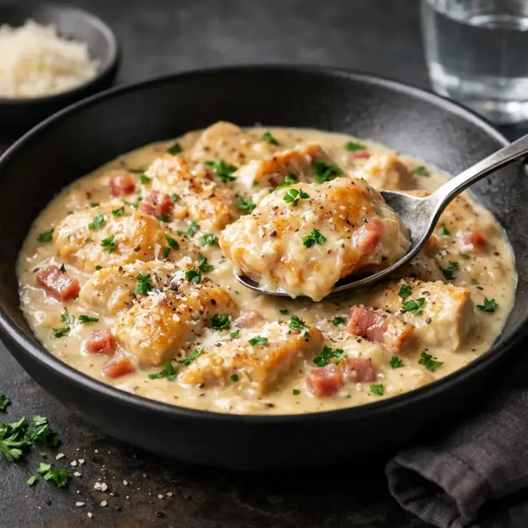 Pollo alla Carbonara con Parmigiano e salsa cremosa all’amatriciana