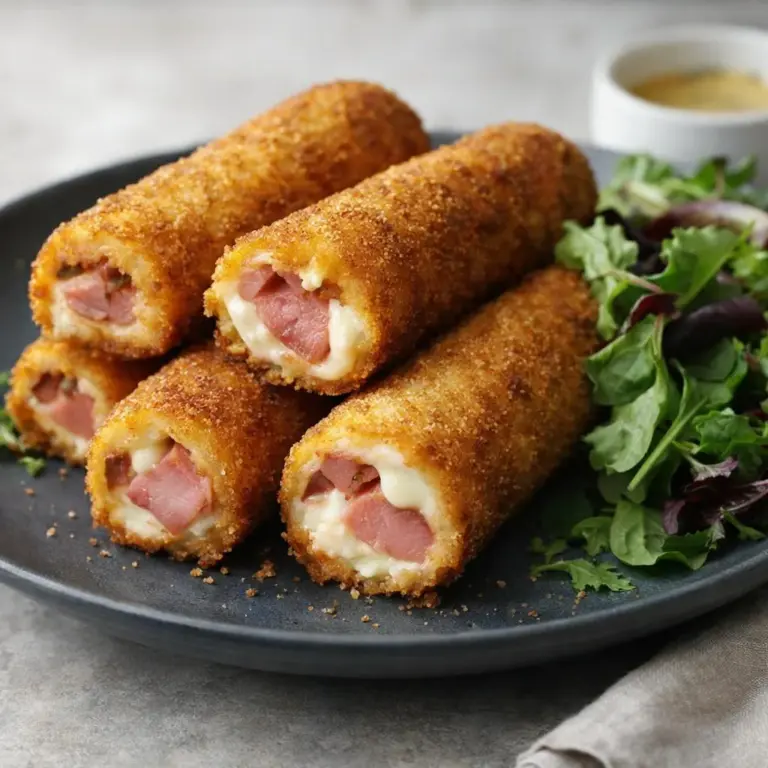 Involtini croccanti di prosciutto e caprino, dorati e filanti